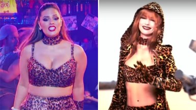 ashley graham leopard top pants shania twain same outfit