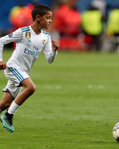 Cristiano Ronaldo Jr. the son of Cristiano Ronaldo of Real Madrid is seen playing football after the match.
Real Madrid v Bayern Munich, UEFA Champions League, Semi-Final, Second Leg, Santiago Bernabeu Stadium, Madrid, Spain - 1 May 2018