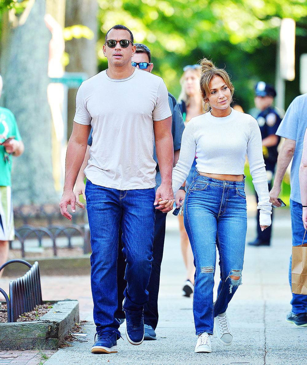 Jennifer Lopez and Alex Rodriguez are all smiles as they enjoyed a sunday stroll in the Hamptons