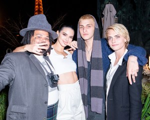 Exclusive In the UK: Premium Rates ApplyWEBSITE: £50 per picture. PRINT: call your Account Manager for pricing   Mandatory Credit: Photo by Madison Voelkel/BFA/REX/Shutterstock (9903731ab)Kerwin Frost, Kendall Jenner, Anwar Hadid, Cara DelevingneExclusive - Off-White Dinner, Spring Summer 2019, Paris Fashion Week, France - 27 Sep 2018