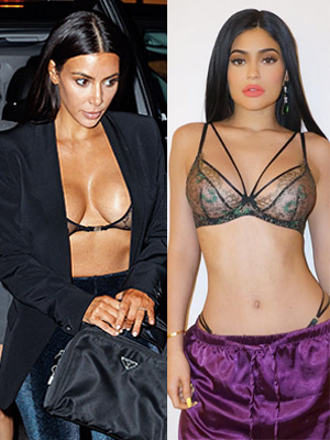 Kim Kardashian And Kylie Jenner Sheer Bras