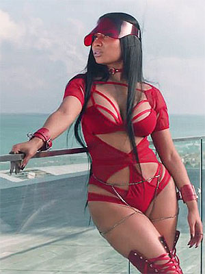Nicki Minaj Red Outfit You Da Baddest