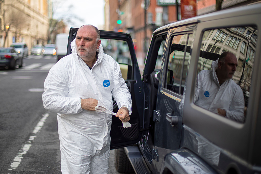 Celebrity Chef Jose Andres leaves to deliver to-go meals to area fire fighters and the homeless in Washington, DC, USA, 19 March 2020. Several of Chef Andres' restaurants have opened as community kitchens offering a limited menu at discounted prices, The spread and containment efforts of the coronavirus COVID-19 pandemic has caused disruptions to daily life across the globe.
Coronavirus COVID-19 reactions in Washington, DC., USA - 19 Mar 2020