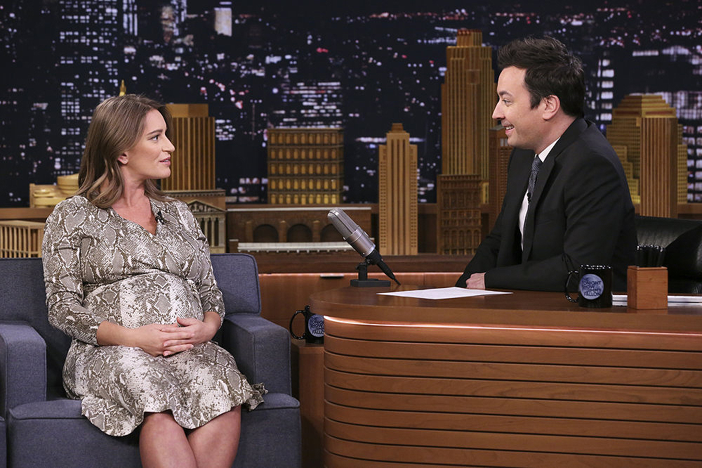 THE TONIGHT SHOW STARRING JIMMY FALLON -- Episode 1024 -- Pictured: (l-r) Broadcast Journalist Katy Tur during an interview with host Jimmy Fallon on February 27, 2019 -- (Photo by: Andrew Lipovsky/NBC)