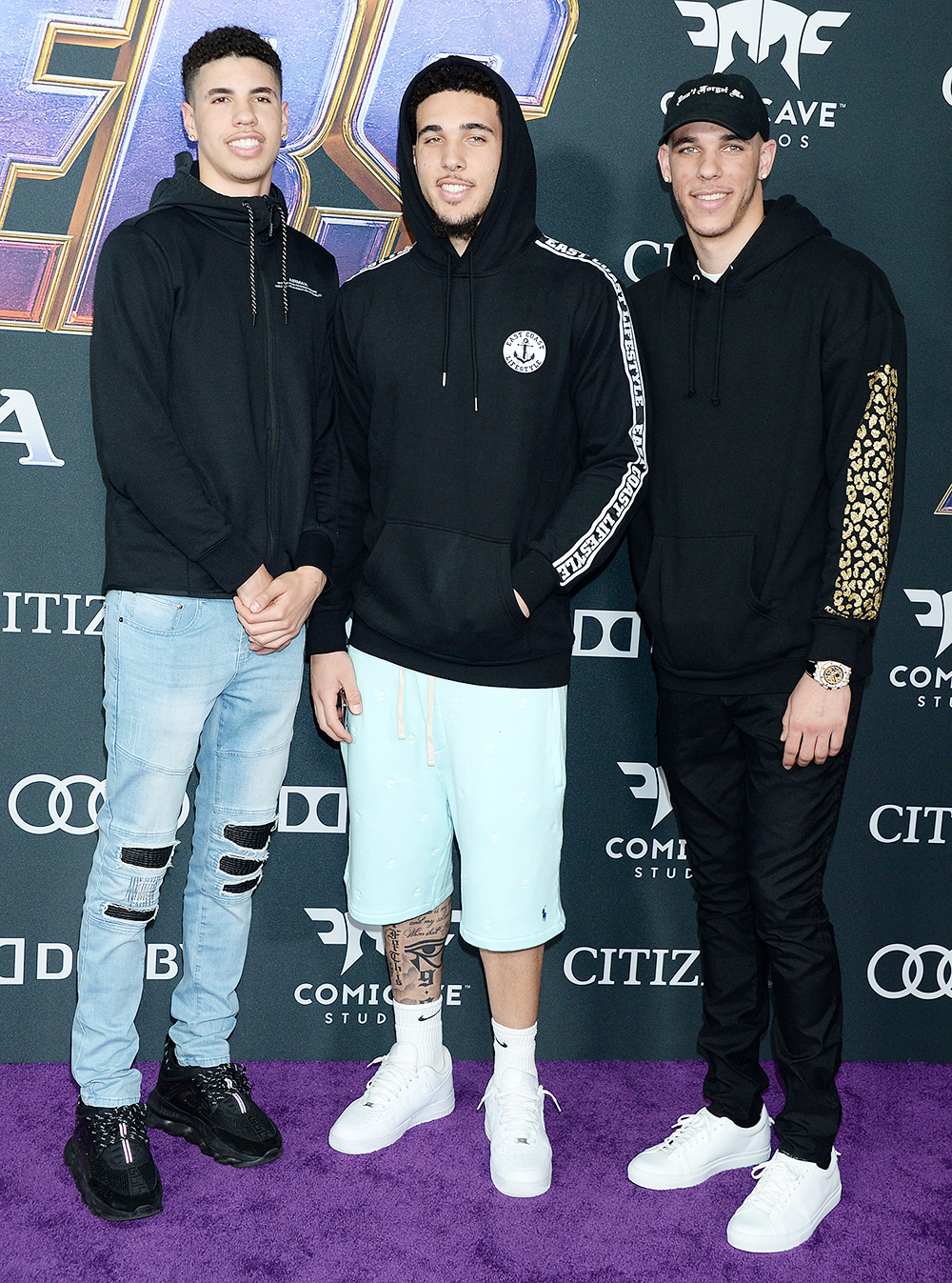 LaMelo Ball, LiAngelo Ball and Lonzo Ball
'Avengers: Endgame' Film Premiere, Arrivals, LA Convention Center, Los Angeles, USA - 22 Apr 2019