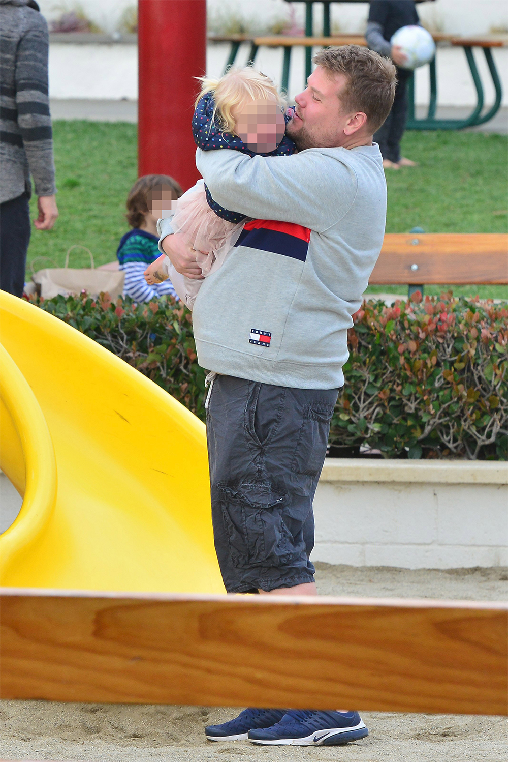 BLURRED James Corden Having Fun At The Playground With The Kids