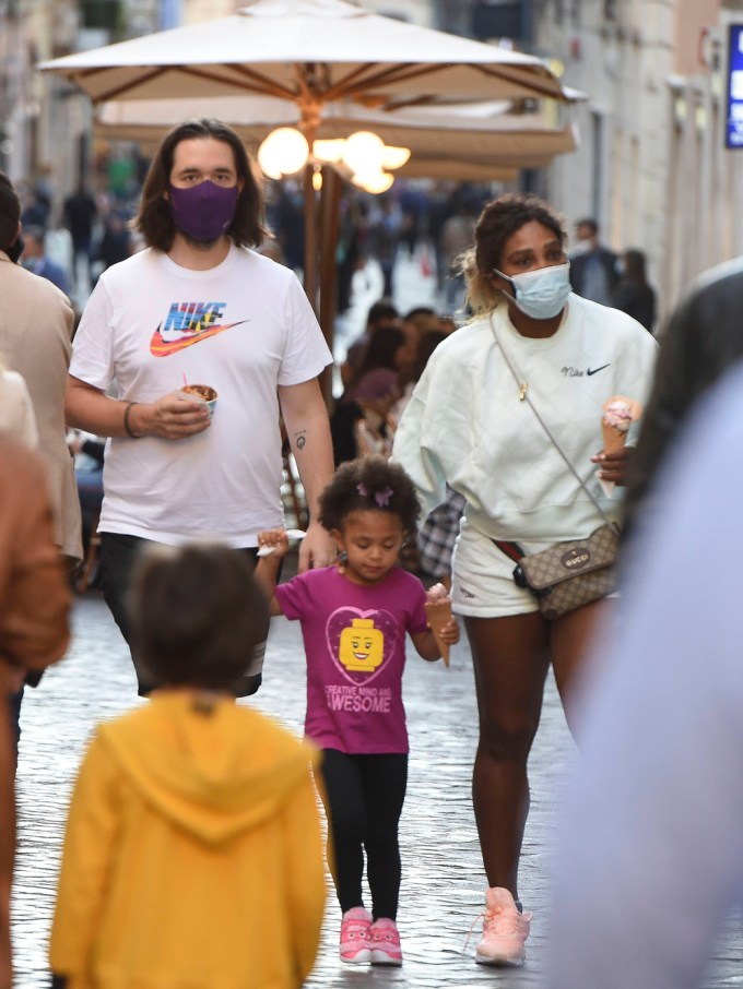 Serena Williams with her family