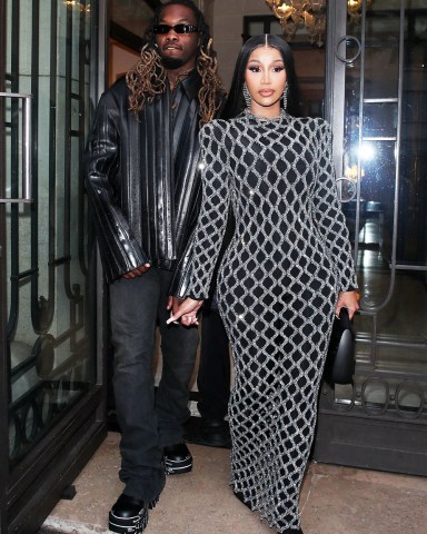 Cardi B and Offset leaving there hotel for the Balenciaga afterparty. 05 Jul 2023 Pictured: Cardi B and Offset. Photo credit: Raw Image LTD/MEGA TheMegaAgency.com +1 888 505 6342 (Mega Agency TagID: MEGA1004025_005.jpg) [Photo via Mega Agency]