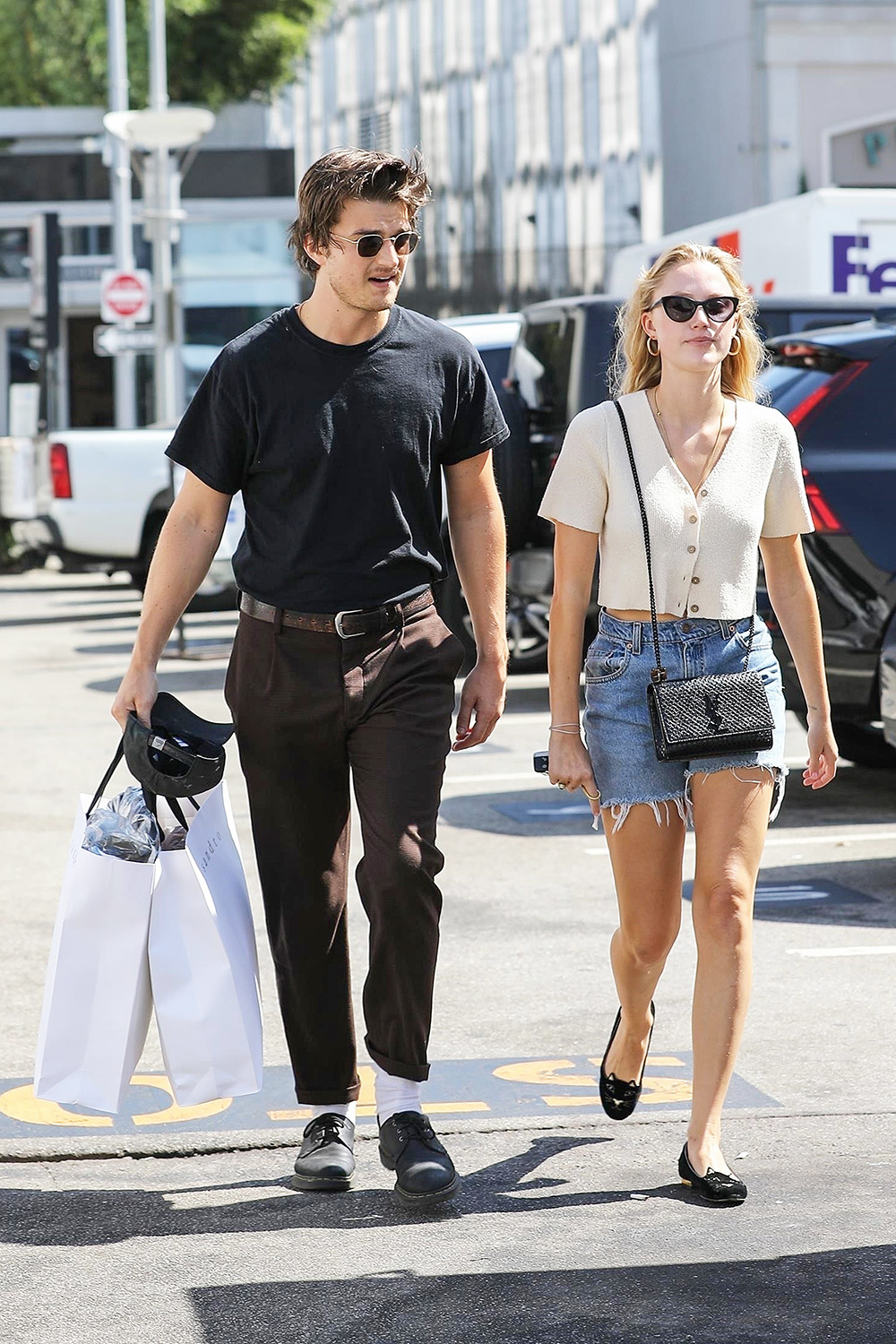 *EXCLUSIVE* Stranger Things star Joe Keery and Maika Monroe end a shopping outing at Sandro in Beverly Hills