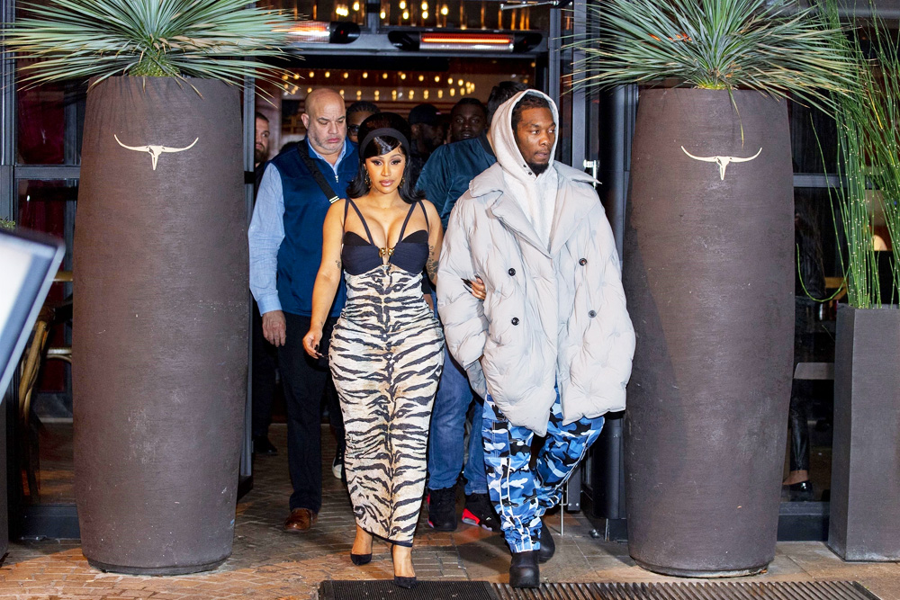 Cardi B Offset Hold Hands Plunging Dress BACKGRID