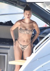 Sardinia, ITALY  - Hailey Baldwin and Bella Hadid throw on their bikinis and have some lunch while relaxing on a yacht in Sardinia. Hailey rocked a leopard print bikini while Bella sported a orange bikini.

Pictured: Hailey Baldwin

BACKGRID USA 23 JUNE 2020 

BYLINE MUST READ: CIAOPIX / FREZZA LAFATA / BACKGRID

USA: +1 310 798 9111 / usasales@backgrid.com

UK: +44 208 344 2007 / uksales@backgrid.com

*UK Clients - Pictures Containing Children
Please Pixelate Face Prior To Publication*