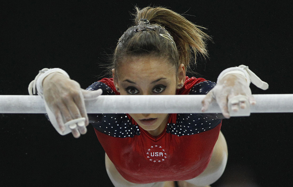 Mattie Larson of the U.S. performs on the uneven bars during the women's qualifying session for the World Gymnastics Championships in Rotterdam, Netherlands
Netherlands Gym Worlds, Rotterdam, Netherlands