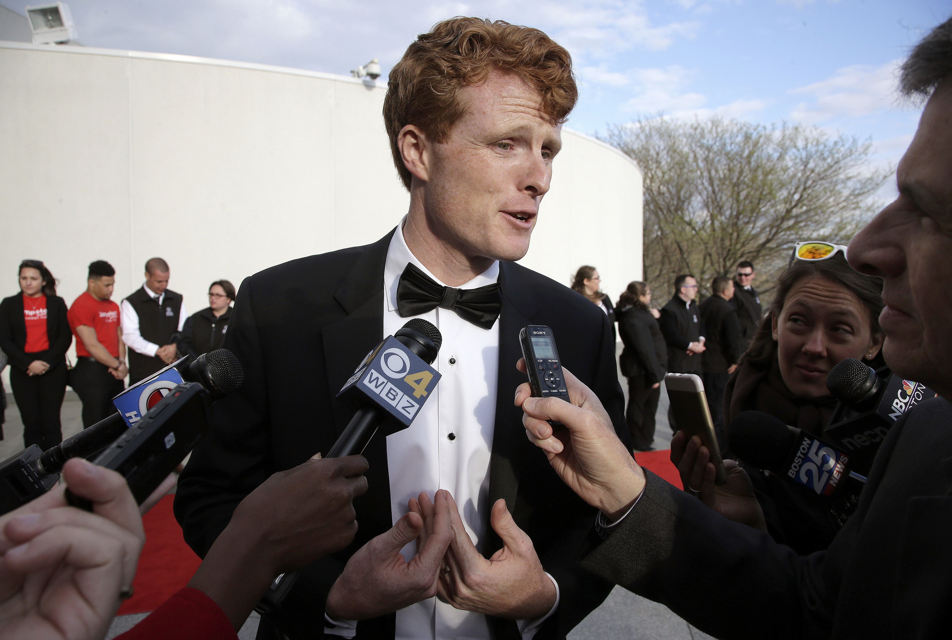 Joseph Patrick Kennedy II Rep. Joseph P. Kennedy III, D-Mass., speaks with members of the media as he arrives at the John F. Kennedy Presidential Library and Museum before the 2017 Profile in Courage award ceremonies, in Boston. Former President Barack Obama is to be presented with the award Sunday
Obama Profile in Courage Award, Boston, USA - 07 May 2017