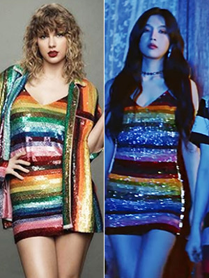 Taylor Swift And Red Velvet Wearing Rainbow Dresses