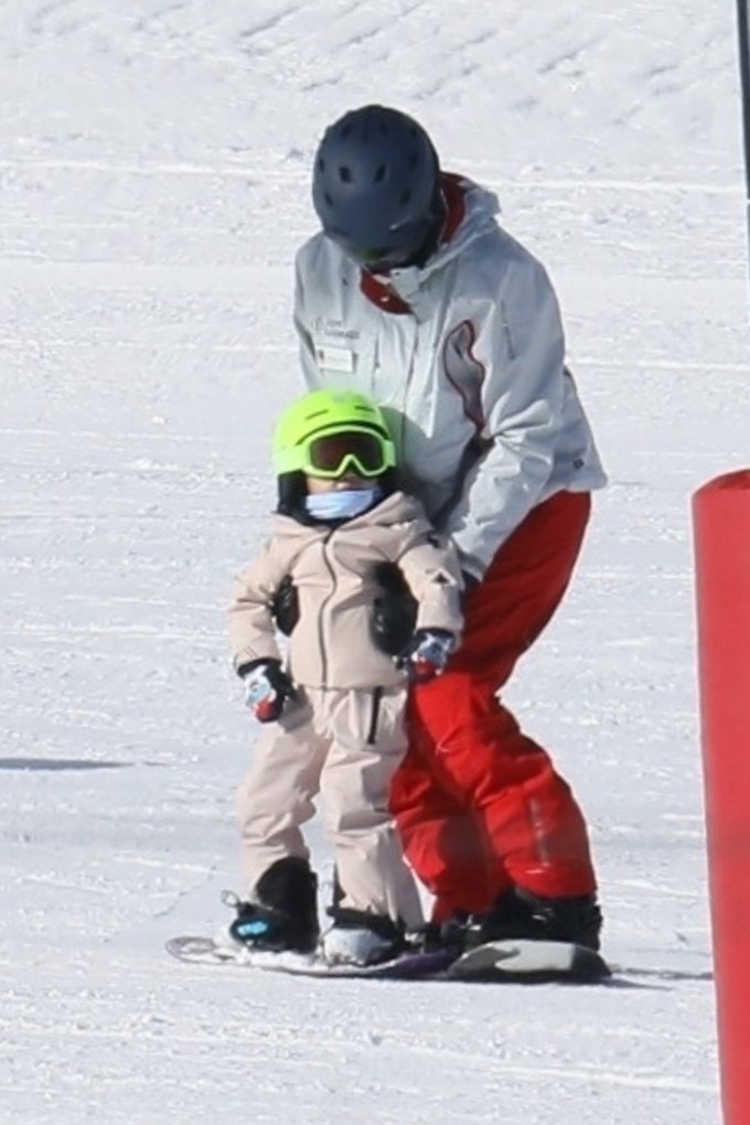 Stormi Webster Takes Snowboarding Lessons