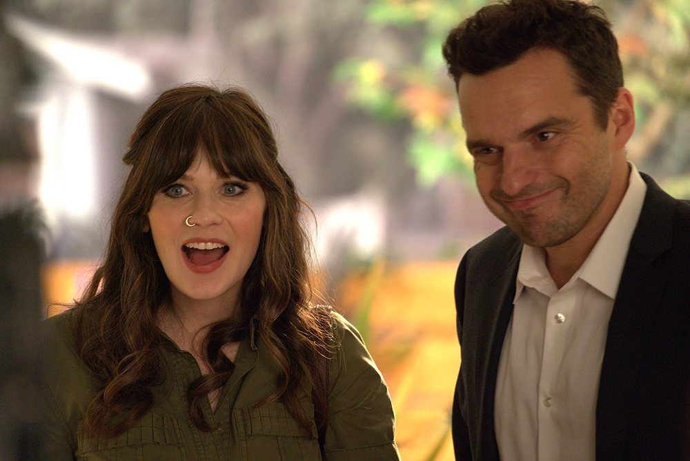 NEW GIRL:  L-R:  Zooey Deschanel and Jake Johnson in the "About Three Years Later" season seven premiere episode of NEW GIRL airing Tuesday, April10 (9:30-10:00 PM ET/PT) on FOX.  ©2018 Fox Broadcasting Co.  Cr:  Ray Mickshaw/FOX