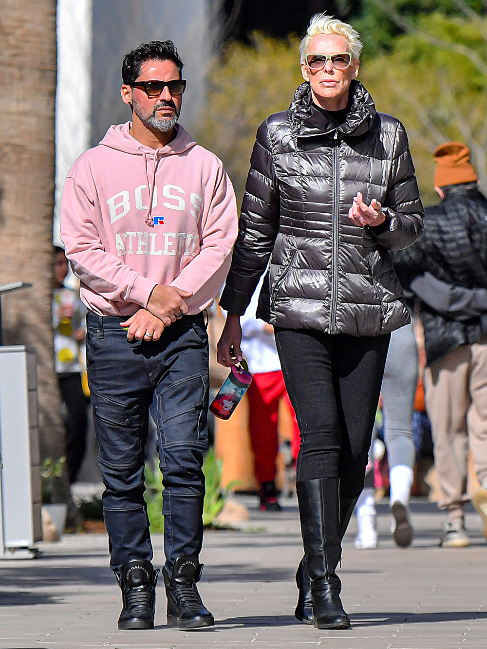 EXCLUSIVE: Brigitte Nielsen & Husband Mattia Dessì are seen out for a walk in Studio City