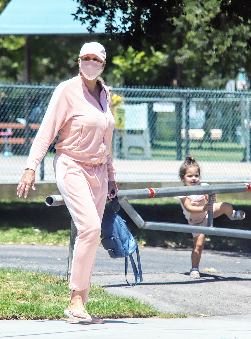 EXCLUSIVE: Brigitte Nielsen spends day at the park with daughter Frida Dessi, husband Mattia Dessi and family dog