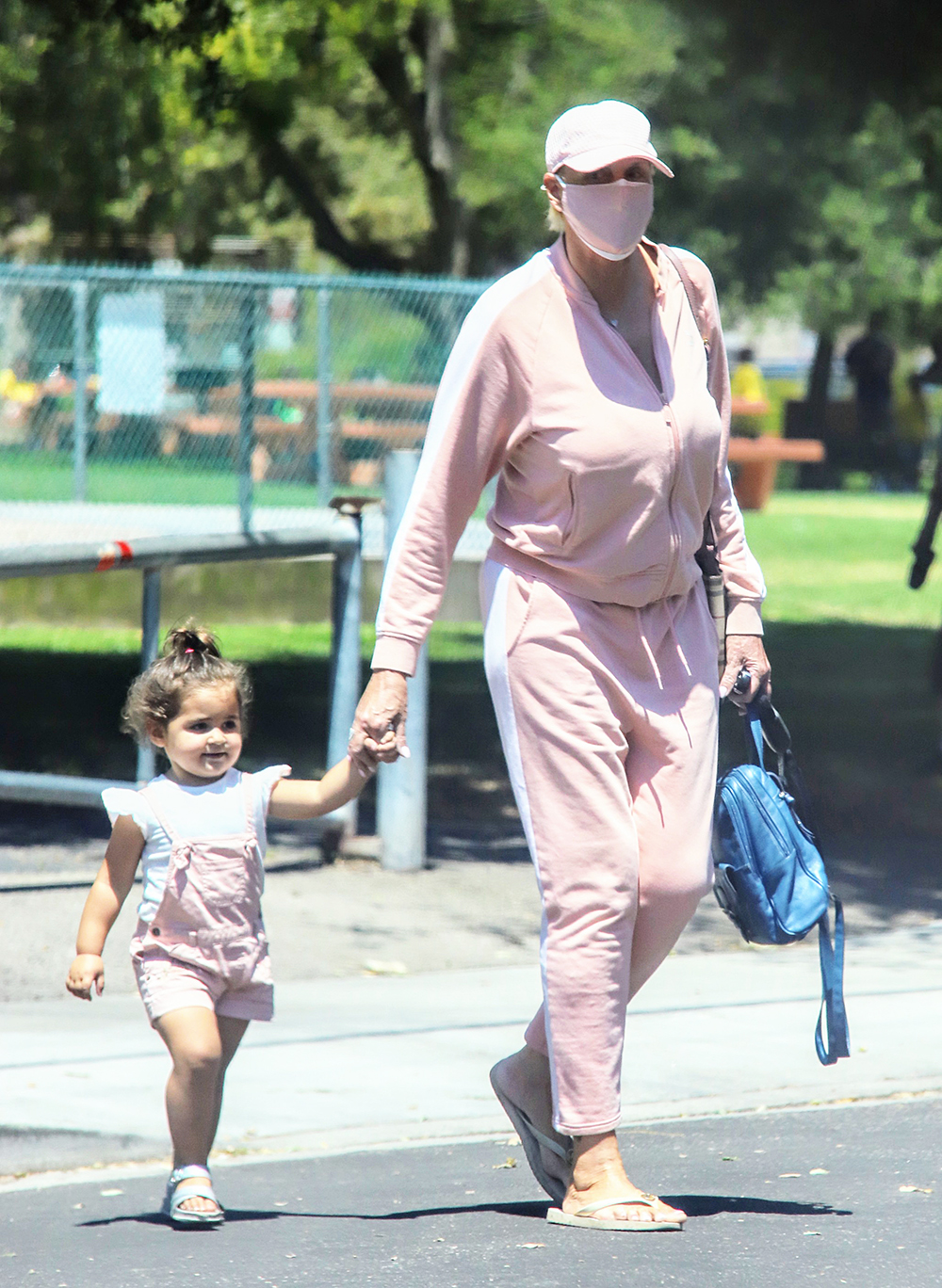 EXCLUSIVE: Brigitte Nielsen spends day at the park with daughter Frida Dessi, husband Mattia Dessi and family dog