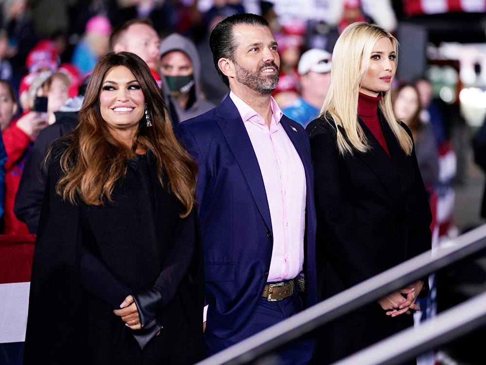 Donald Trump Jr., and his girlfriend Kimberly Guilfoyle, and Ivanka Trump listen as President Donald Trump speaks during a campaign rally for Sen. Kelly Loeffler, R-Ga., and David Perdue at Dalton Regional Airport, in Dalton, GaTrump, Dalton, United States - 04 Jan 2021