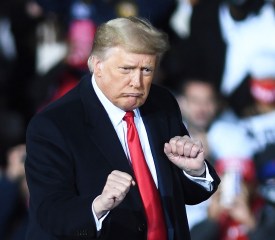 U.S. President Donald Trump dances after speaking at a Republican National Committee Victory Rally in support of incumbent Republican Senate candidates Sen. Kelly Loeffler (R-GA) and Sen. David Perdue (R-GA) at the Dalton Regional Airport.
Trump Campaigns for Georgia Senate Candidates in Dalton, USA - 4 Jan 2021