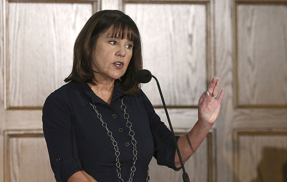 Karen Pence, the vice president's wife, speaks at Florida State University to the faculty of the art therapy program and guests on her initiative and goals to promote art therapy, in Tallahassee, Fla
Karen Pence, Tallahassee, USA - 18 Oct 2017