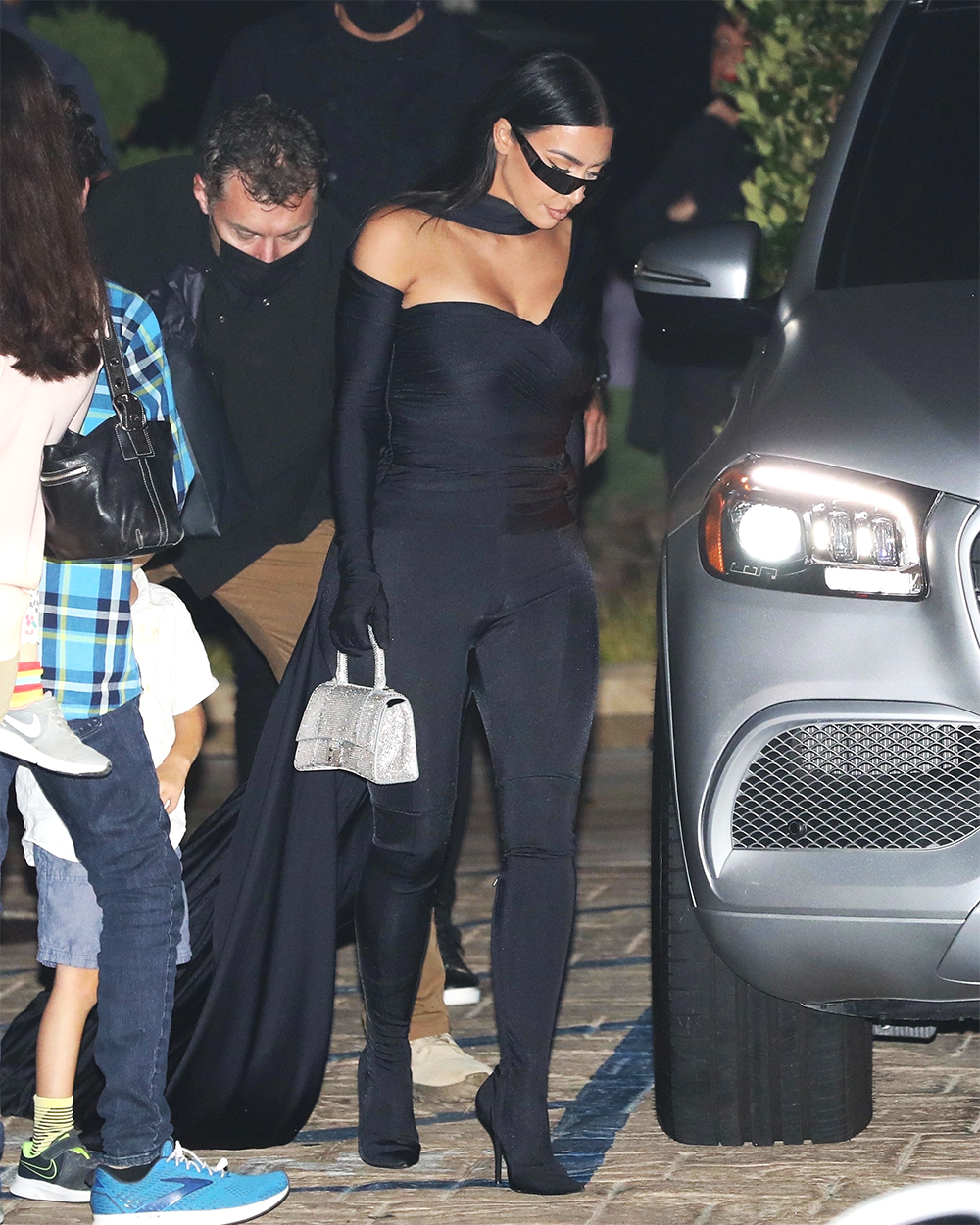 *EXCLUSIVE* Kim Kardashian exits Nobu after dinner with her mother Kris Jenner and Corey Gamble in Malibu.