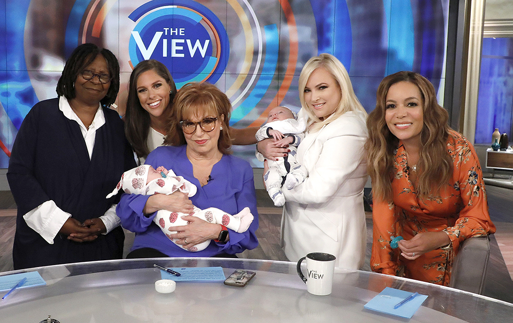 WHOOPI GOLDBERG, ABBY HUNTSMAN, JOY BEHAR, MEGHAN MCCAIN, ABBY HUNTSMAN'S TWIN BABIES WILLIAM AND RUBY, SUNNY HOSTIN