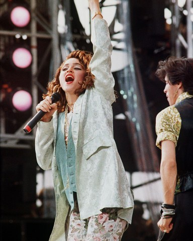 Actress and singer Madonna sings on stage at the JFK Stadium in Philadelphia, Pa., during the Live Aid concert
LIVE AID PHILADELPHIA 1985, PHILADELPHIA, USA