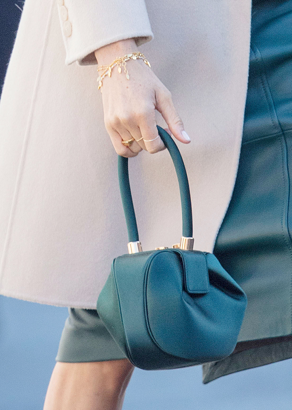 Meghan Duchess of Sussex bag detail
Prince Harry and Meghan Duchess of Sussex visit to Sussex, UK - 03 Oct 2018