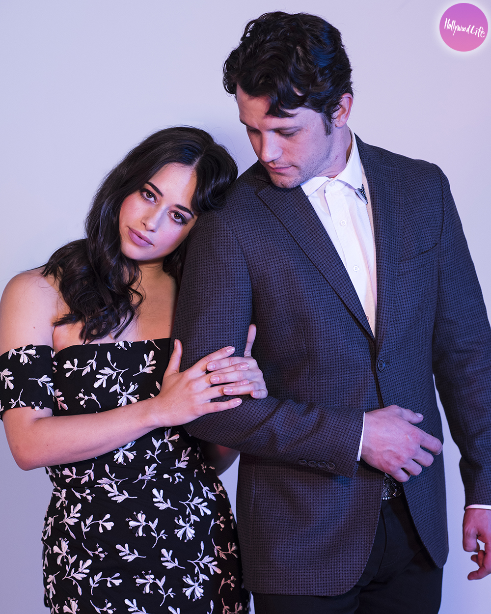 'Roswell' stars Jeanine Mason and Nathan Parsons, and executive producers Carina Adly MacKenzie and Chris Hollier at HollywoodLife's NYCC portrait session.