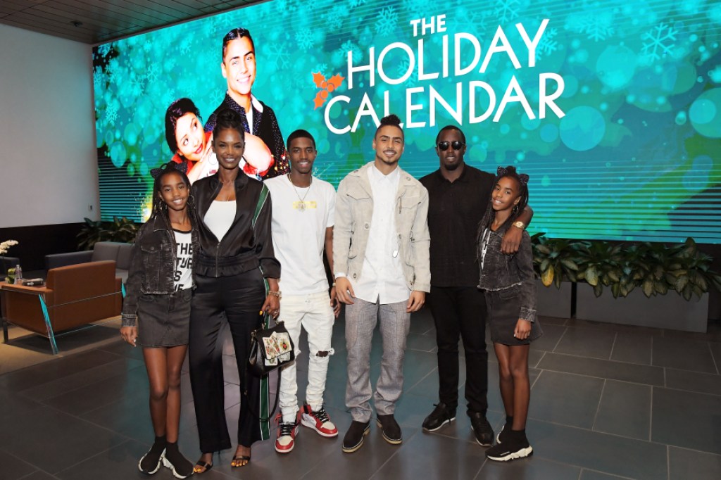 LOS ANGELES, CALIFORNIA - OCTOBER 30: (L-R) Kim Porter, Christian Casey Combs, Quincy Brown, Sean "Diddy" Combs,D'Lila Star Combs and Jessie James Combs attend "The Holiday Calendar" Special Screening Los Angeles at NETFLIX Icon Building on October 30, 2018 in Los Angeles, California. (Photo by Charley Gallay/Getty Images for Netflix)