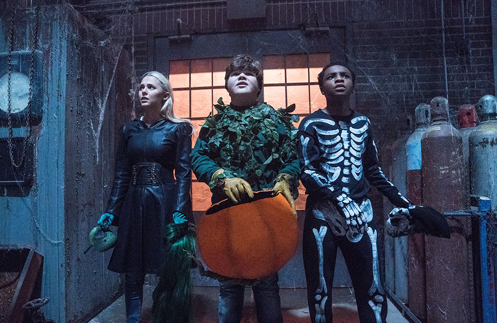 Madison Iseman, Jeremy Ray Taylor and Caleel Harris star in Columbia Pictures' GOOSEBUMPS 2: HAUNTED HALLOWEEN.