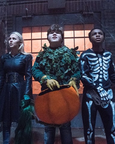 Madison Iseman, Jeremy Ray Taylor and Caleel Harris star in Columbia Pictures' GOOSEBUMPS 2: HAUNTED HALLOWEEN.