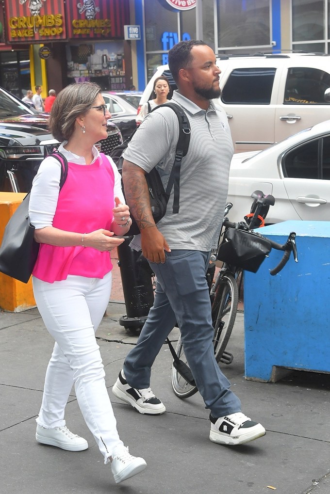 *EXCLUSIVE* Was Suri invited? Tom Cruise arrives at AMC in Times Square with son Connor and sister Lee.