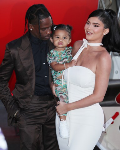 Travis Scott, Stormi Webster and Kylie Jenner
'Travis Scott: Look Mom I Can Fly' film premiere, Arrivals, Barker Hangar, Los Angeles, USA - 27 Aug 2019