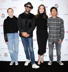 Shiloh Jolie-Pitt, street artist JR, actress Angelina Jolie and Pax Jolie-Pitt
'PAPER & GLUE' film premiere, Los Angeles, California, USA - 18 Nov 2021