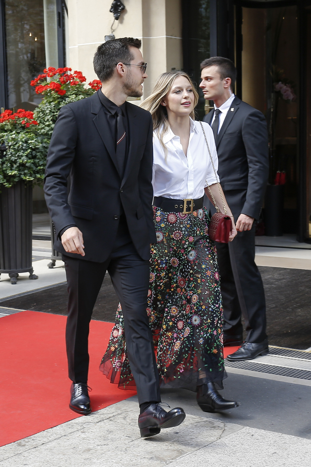 Chris Wood and Melissa Benoist hotel during Paris Fashion Week