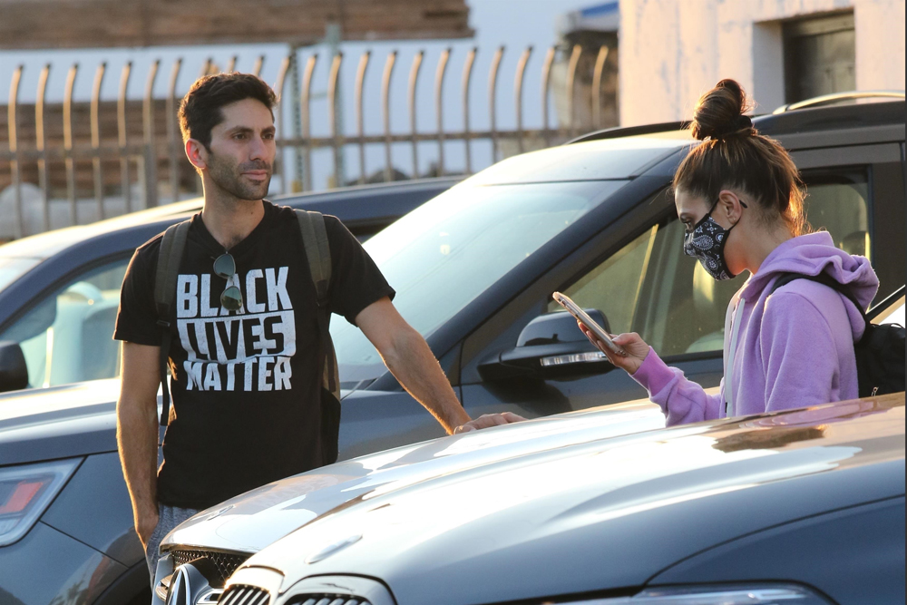 Los Angeles, CA  - Nev Schulman and Jenna Johnson relax in the parking lot and chat with Monica Aldama before going over some moves with Sasha Farber.  Nev makes a political statement wearing Black Lives Matter shirt.

Pictured: Nev Schulman , Jenna Johnson

BACKGRID USA 24 SEPTEMBER 2020 

BYLINE MUST READ: Phamous / BACKGRID

USA: +1 310 798 9111 / usasales@backgrid.com

UK: +44 208 344 2007 / uksales@backgrid.com

*UK Clients - Pictures Containing Children
Please Pixelate Face Prior To Publication*