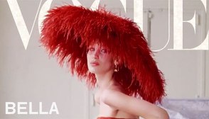 Bella Hadid Red Dress Vogue Cover Audrey Hepburn