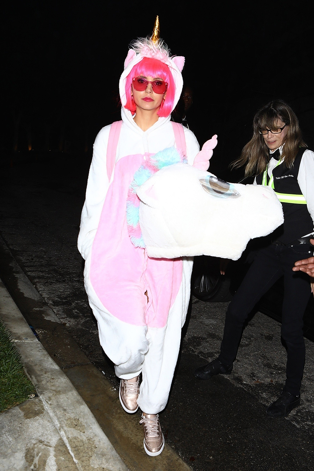 *EXCLUSIVE* Nina Dobrev is an adorable unicorn at Kate Hudson's annual Halloween party