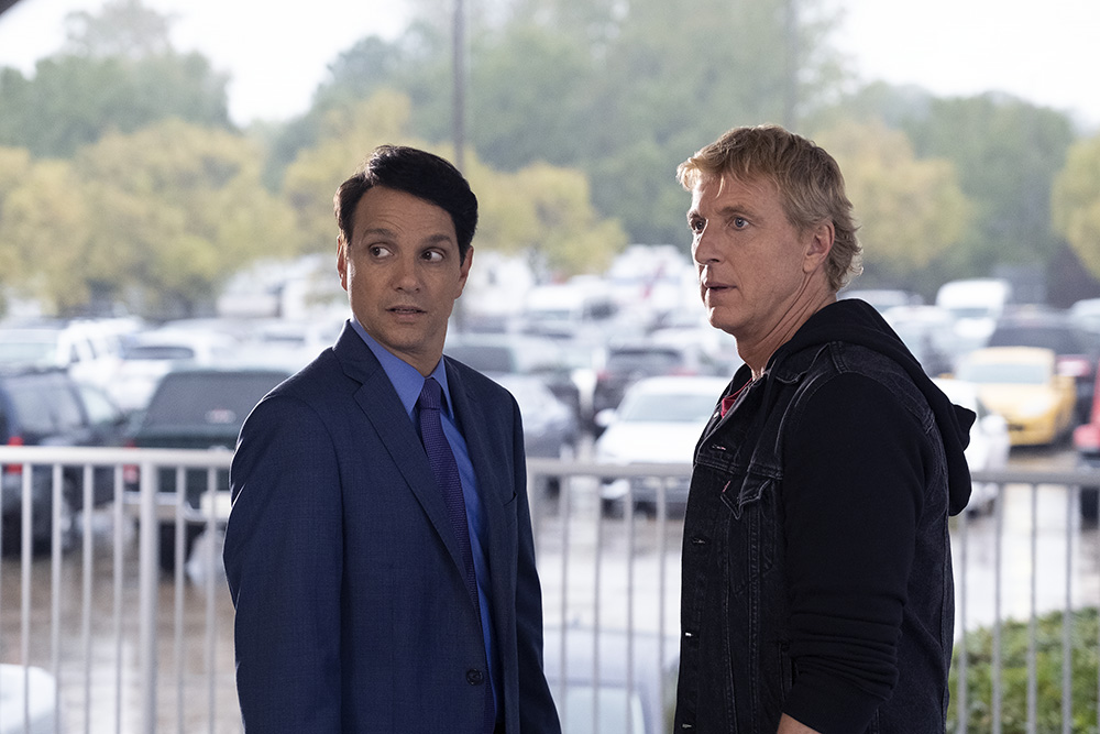 COBRA KAI (L to R) RALPH MACCHIO as DANIEL LARUSSO and WILLIAM ZABKA as JOHNNY LAWRENCE  of COBRA KAI Cr. CURTIS BONDS BAKER/NETFLIX © 2020