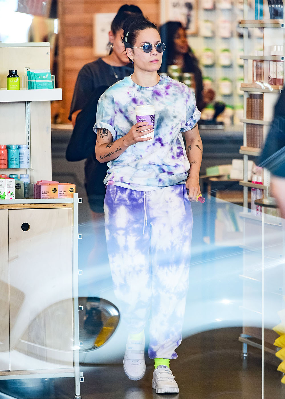 Halsey Keeps A Casual Look  In Tie Dye Ensemble While Out For A Coffee Run In Los Angeles