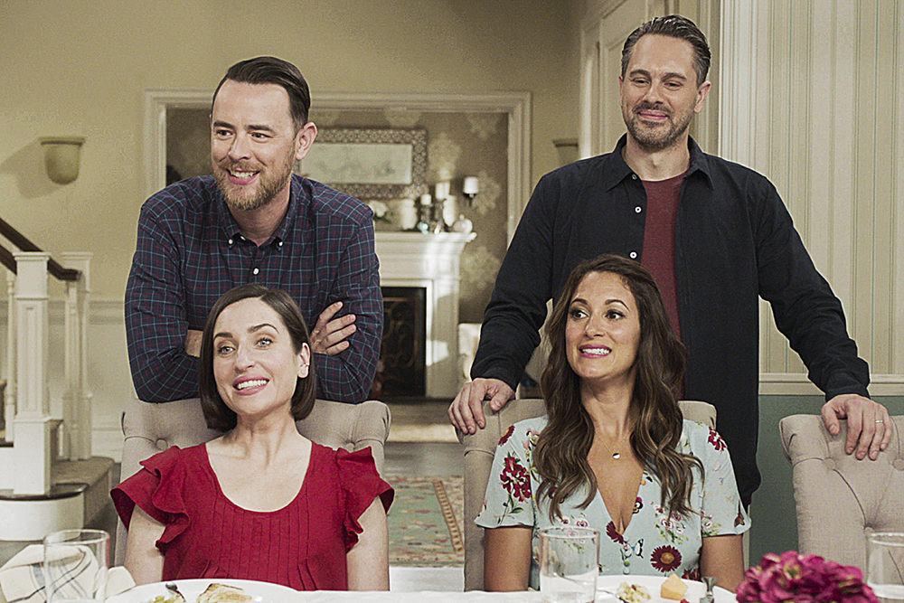 "Misery Turd Name Pills" -- While Joan is bedridden recovering from surgery, she persuades Sophia to spend time with her, which she quickly regrets. Also, Jen and Greg select a name for their new baby only to learn that Matt and Colleen chose the same one; Colleen and Matt invite the family over to get to know Morgan (Joey King); and Heather has a new business idea, on LIFE IN PIECES, Thursday, April 25 (9:30-10:00 PM, ET/PT) on the CBS Television Network.  Pictured (L-R from top): Colin Hanks as Greg Short, Thomas Sadoski as Matt Short, Zoe Lister-Jones as Jen Short, Angelique Cabral as Colleen Brandon-Ortega    Photo: Best Screen Grab Available/CBS ÃÂ©2019 CBS Broadcasting, Inc. All Rights Reserved