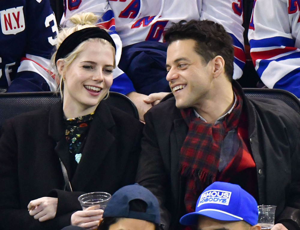 Lucy Boynton and Rami Malek attend San Jose Sharks vs New York Rangers game at Madison Square GardenCelebrities attend San Jose Sharks v New York Rangers, NHL Ice Hockey game, Madison Square Garden, New York, USA - 22 Feb 2020