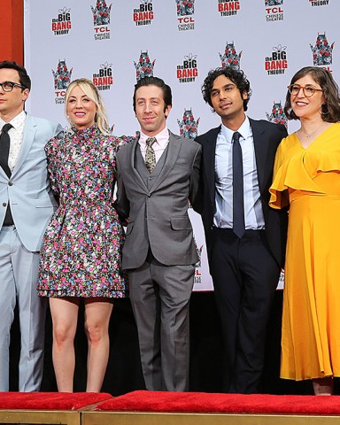 Johnny Galecki, Jim Parsons, Kaley Cuoco, Simon Helberg, Kunal Nayyar, Mayim Bialik and Melissa Rauch
'The Big Bang Theory' Cast Handprint Ceremony, TCL Chinese Theatre, Los Angeles, USA - 01 May 2019