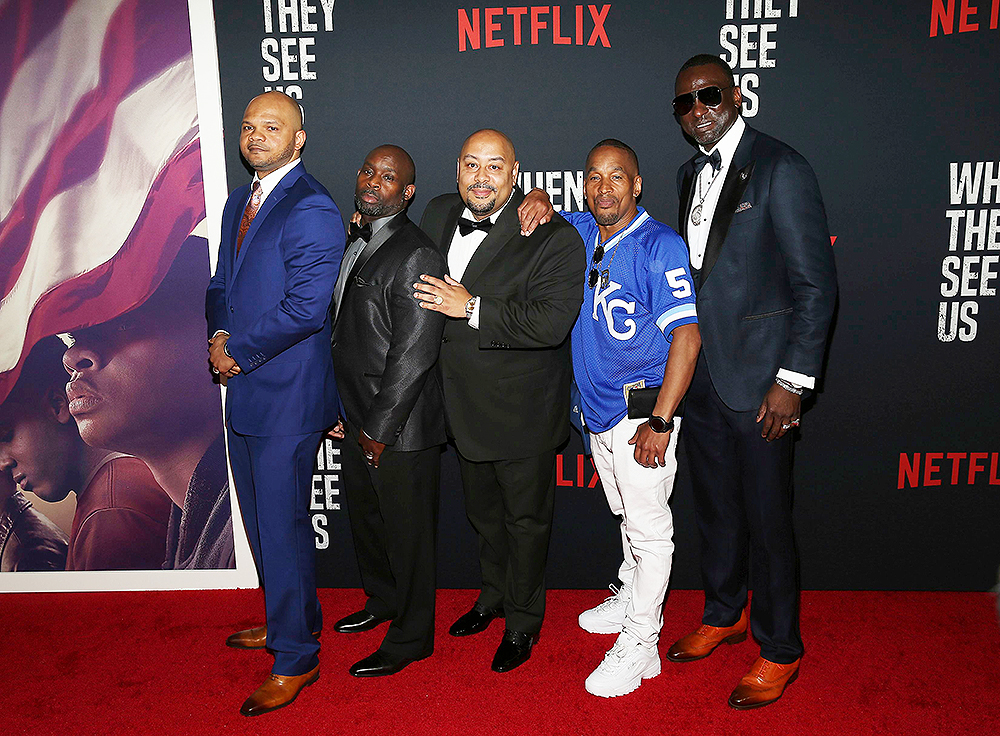 Kevin Richardson, Anthony McCray, Raymond Santana, Korey Wise, Yuseef Salaam. Central Park 5 Kevin Richardson left, Anthony McCray, Raymond Santana, Korey Wise and Yuseef Salaam attend the world premiere of "When They See Us" at the Apollo Theater, in New York
World Premiere of "When They See Us", New York, USA - 20 May 2019