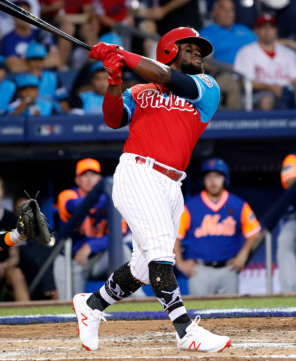 Philadelphia Phillies Odubel Herrera bats against the New York Mets during the Little League Classic baseball game at Bowman Field in Williamsport, Pa
Mets Philles Baseball, Williamsport, USA - 19 Aug 2018