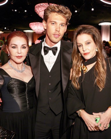 Priscilla Presley, Austin Butler and Lisa Marie Presley80th Annual Golden Globe Awards, Inside, Beverly Hilton, Los Angeles, USA - 10 Jan 2023