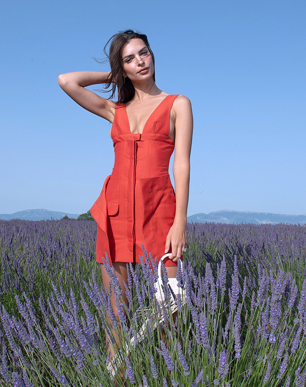 Emily Ratajkowski Plunging Red Mini Dress